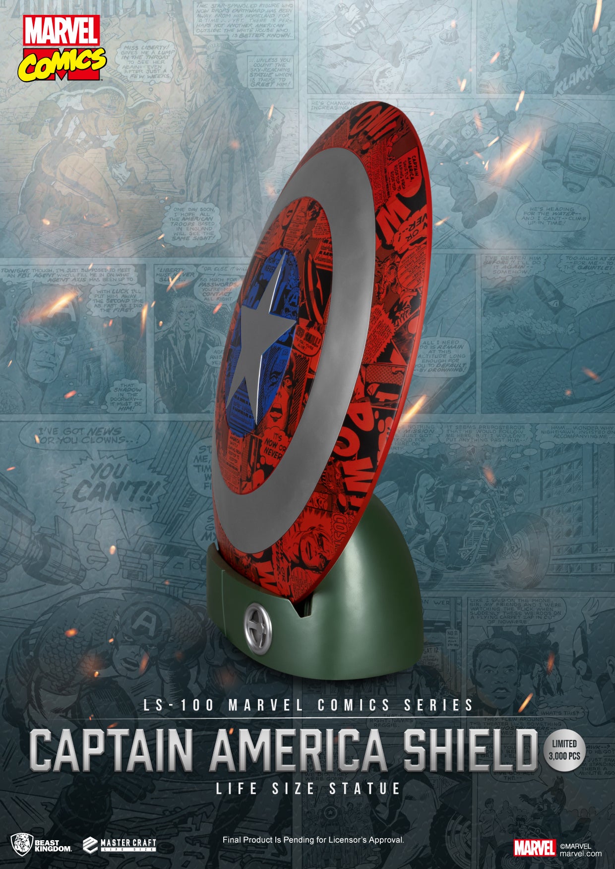 MARVEL - Bouclier de Captain America - Statuette Life Size 64cm