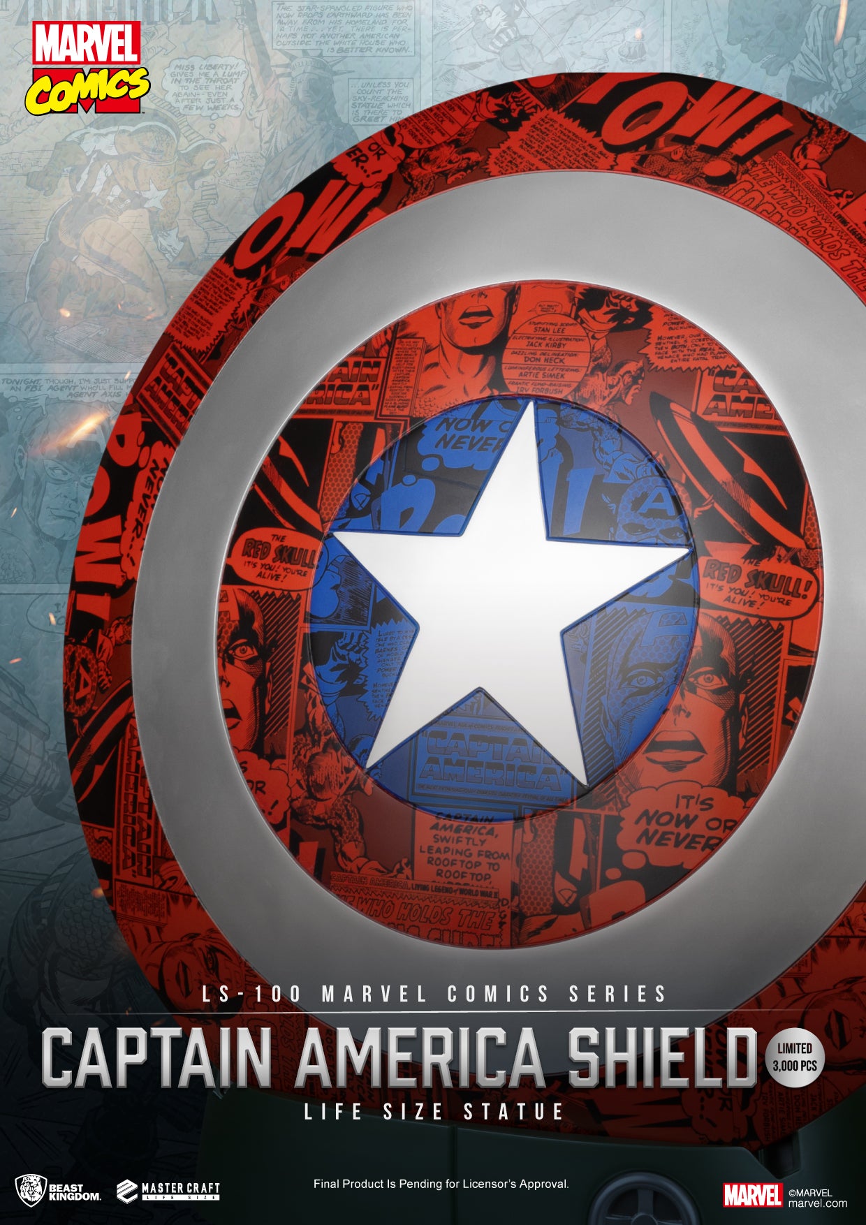 MARVEL - Bouclier de Captain America - Statuette Life Size 64cm