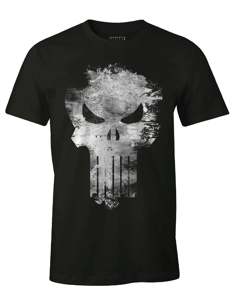 MARVEL - T-Shirt Punisher Distress Skull - Black (M)