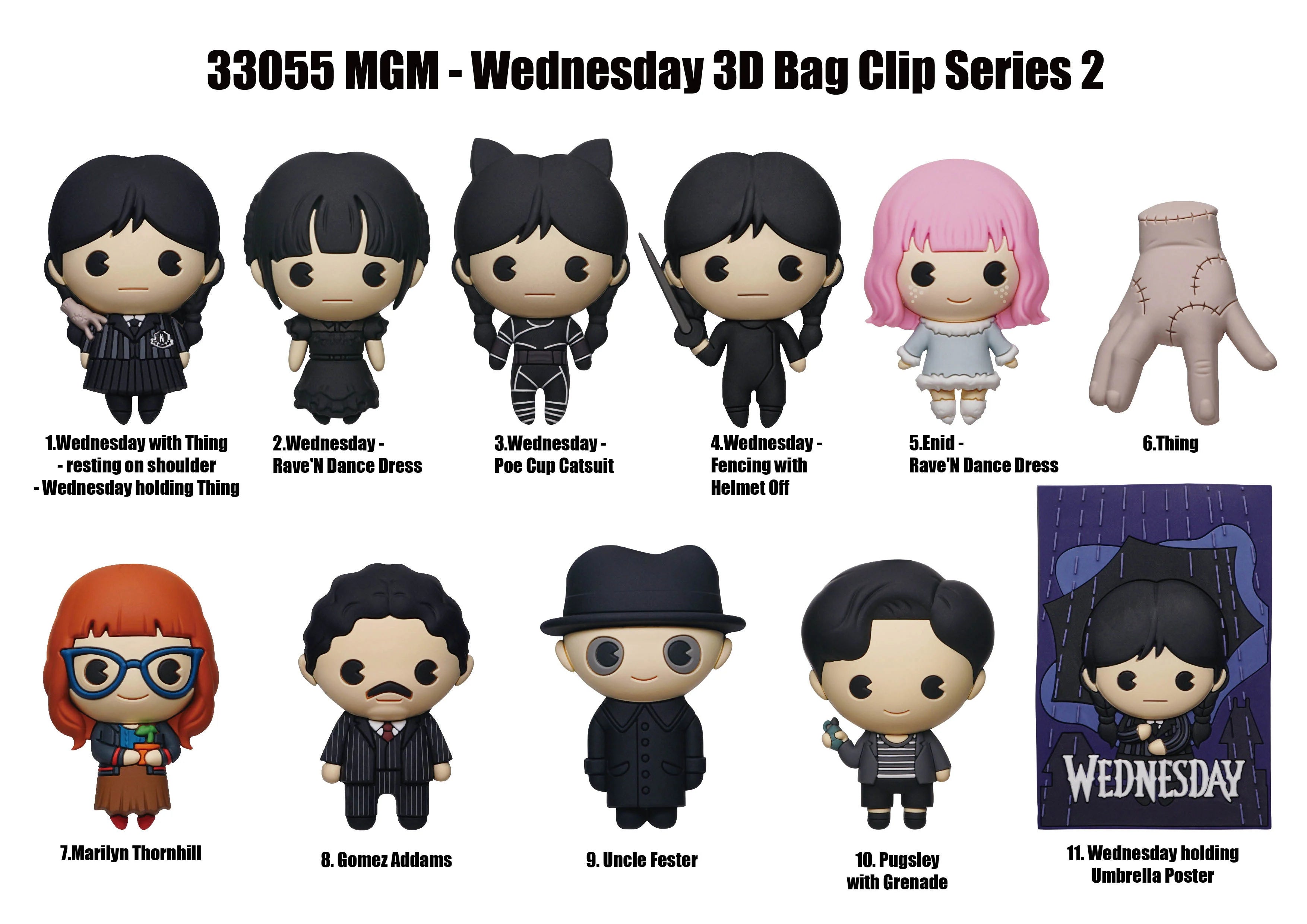 WEDNESDAY - Series 2 - 3D Foam Bag Clip (Display 24 Pcs)