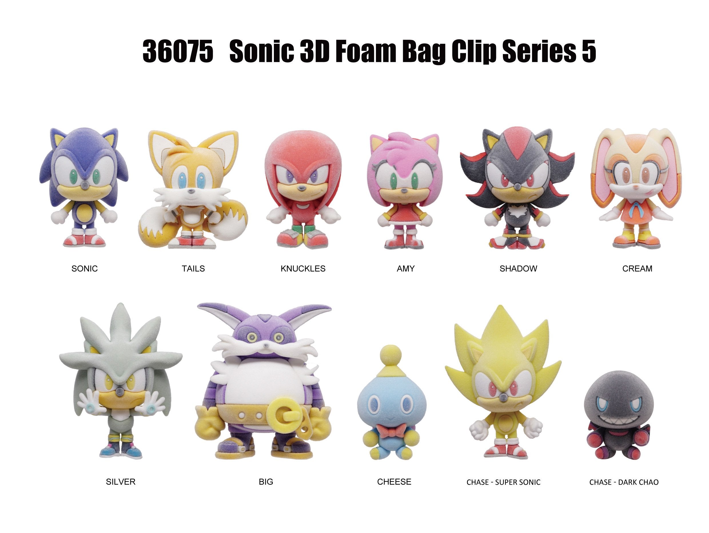 SONIC - Series 5 Flocked - 3D Foam Bag Clip (Display 24 Pcs)