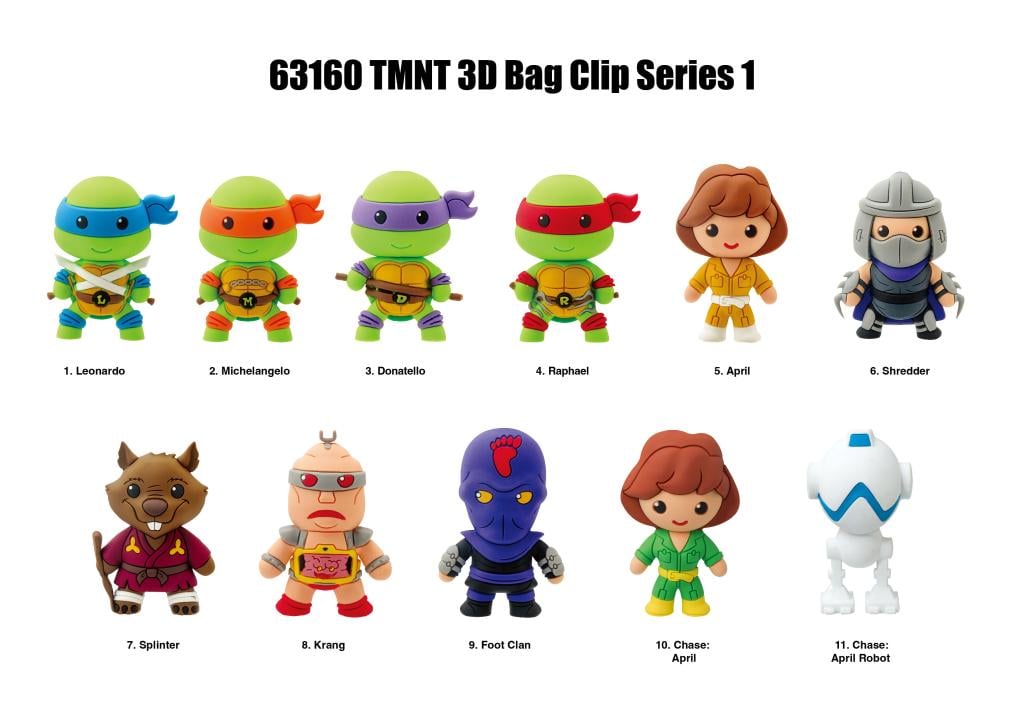 TMNT -  Series 1 - 3D Foam Bag Clip (Display 24 Pcs)