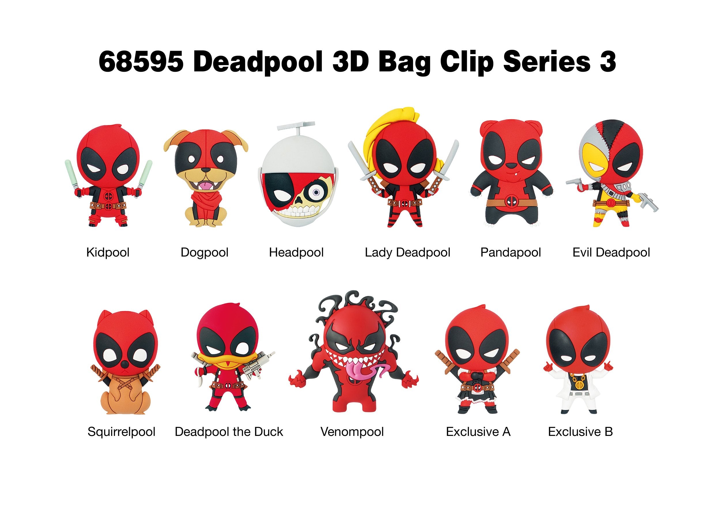 MARVEL - Deadpool Serie 3 - 3D Foam Bag Clip (Display 24 Pcs)