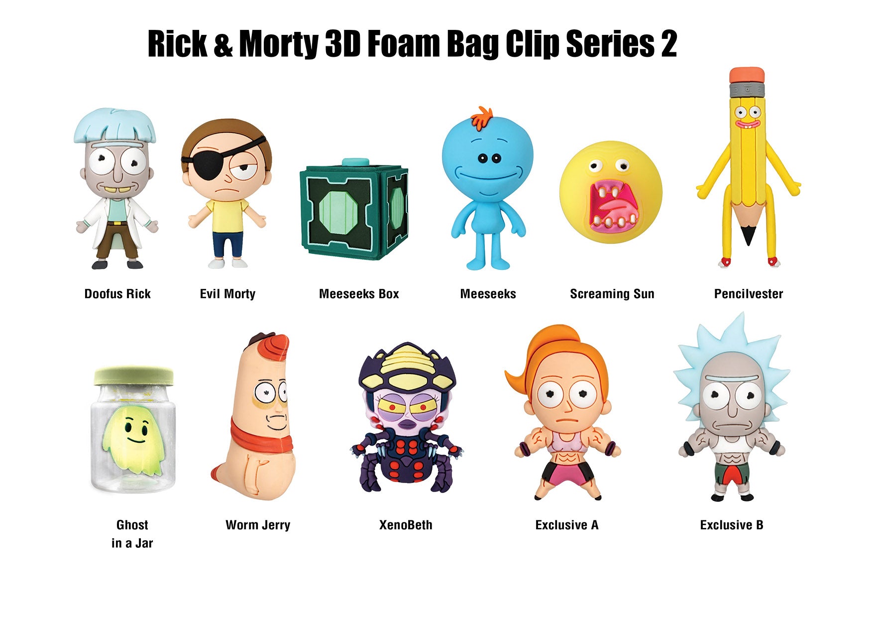 RICK & MORTY - Series 2 - 3D Foam Bag Clip (Display 24 Pcs)