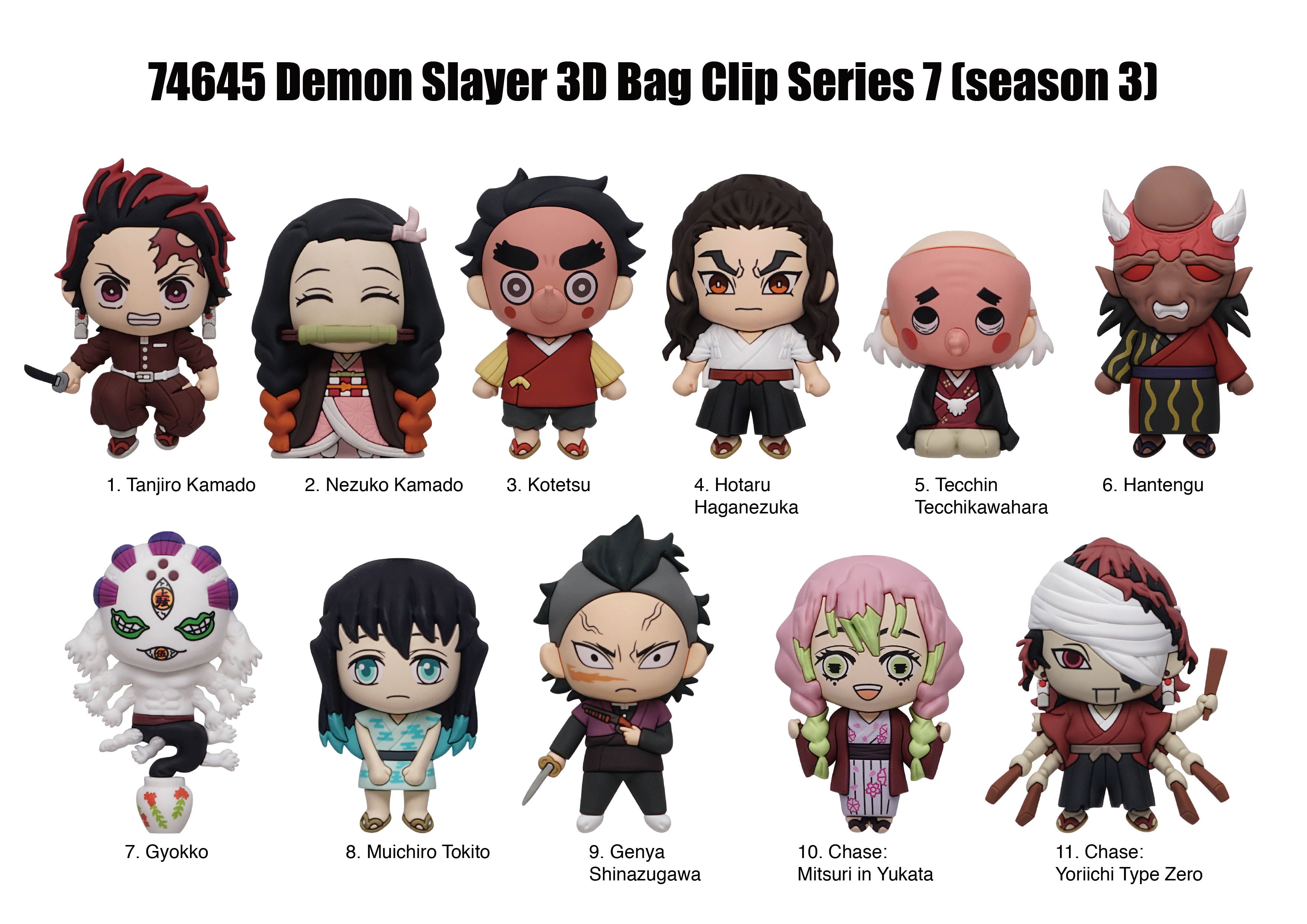 DEMON SLAYER - Series 7 - 3D Foam Bag Clip (Display 24 Pcs)
