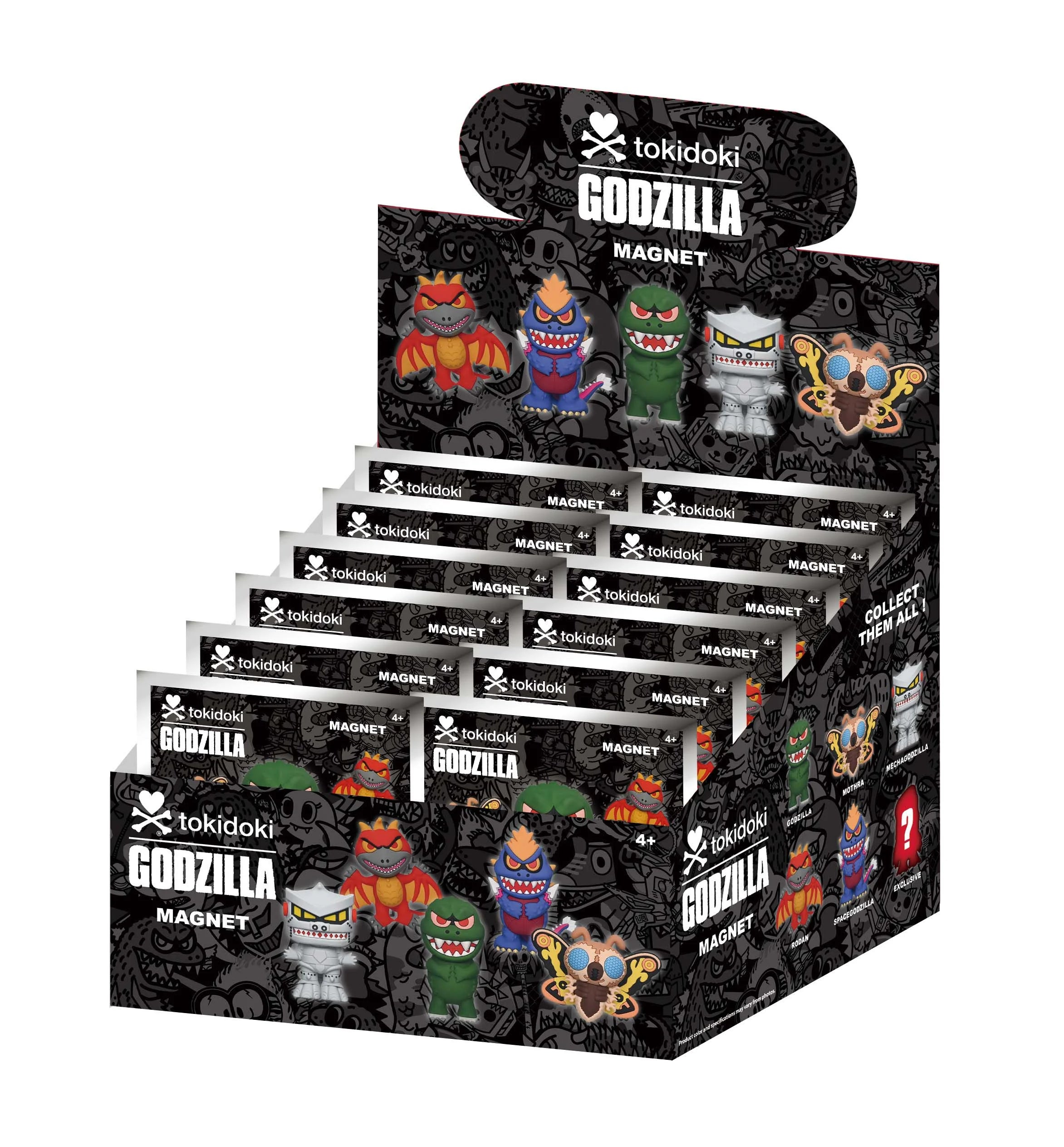 TOKIDOKI X GODZILLA- 1 -3D Foam Magnets in blind bags (Display 12 Pcs)