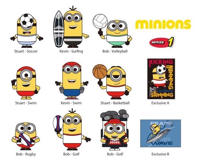 MINIONS SPORTS - Series 1 - 3D Foam Bag Clip (Display 24 Pcs)