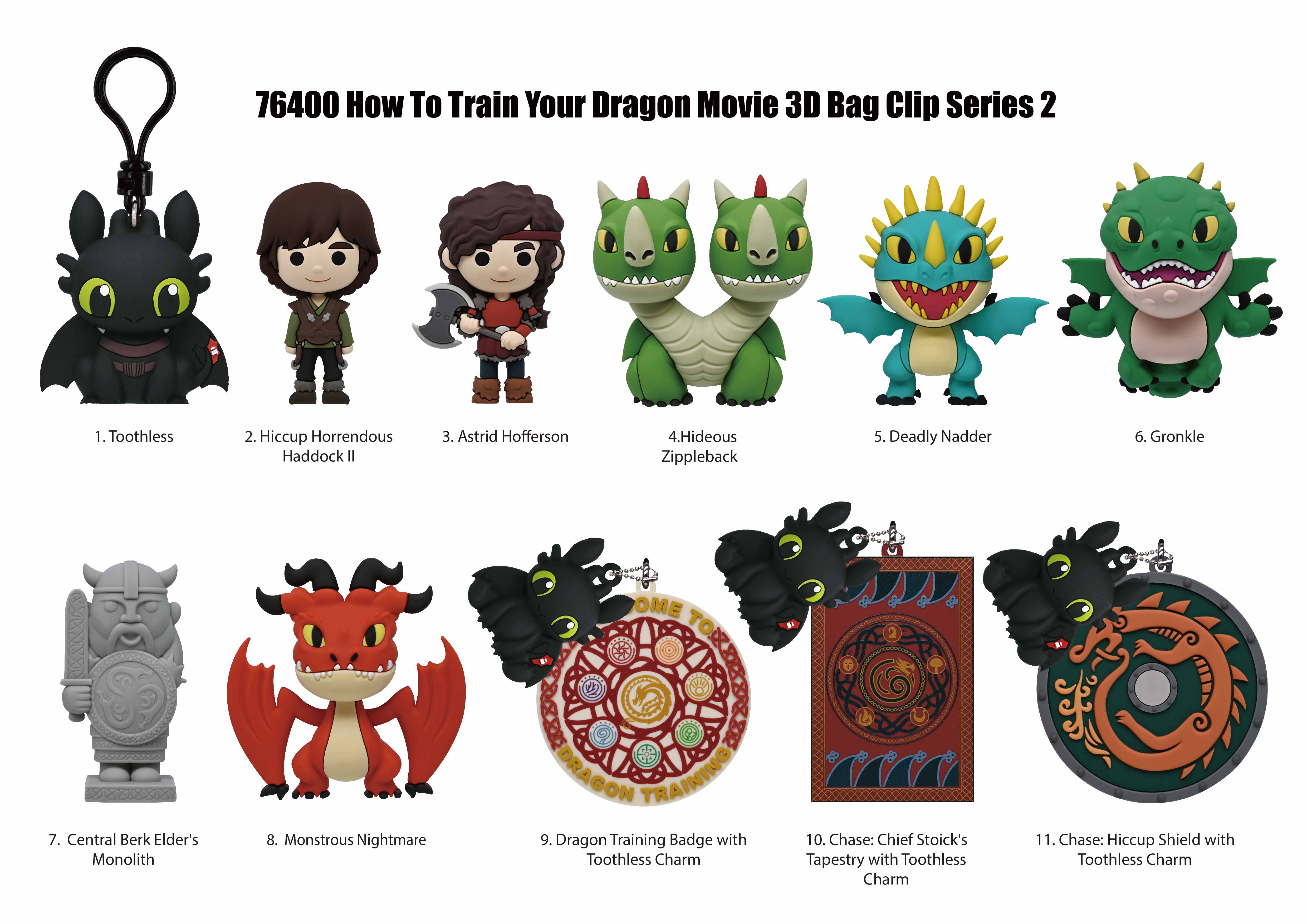 HOW TO TRAIN YOUR DRAGON - Series 2 -3D Foam Bag Clip (Display 24 Pcs)