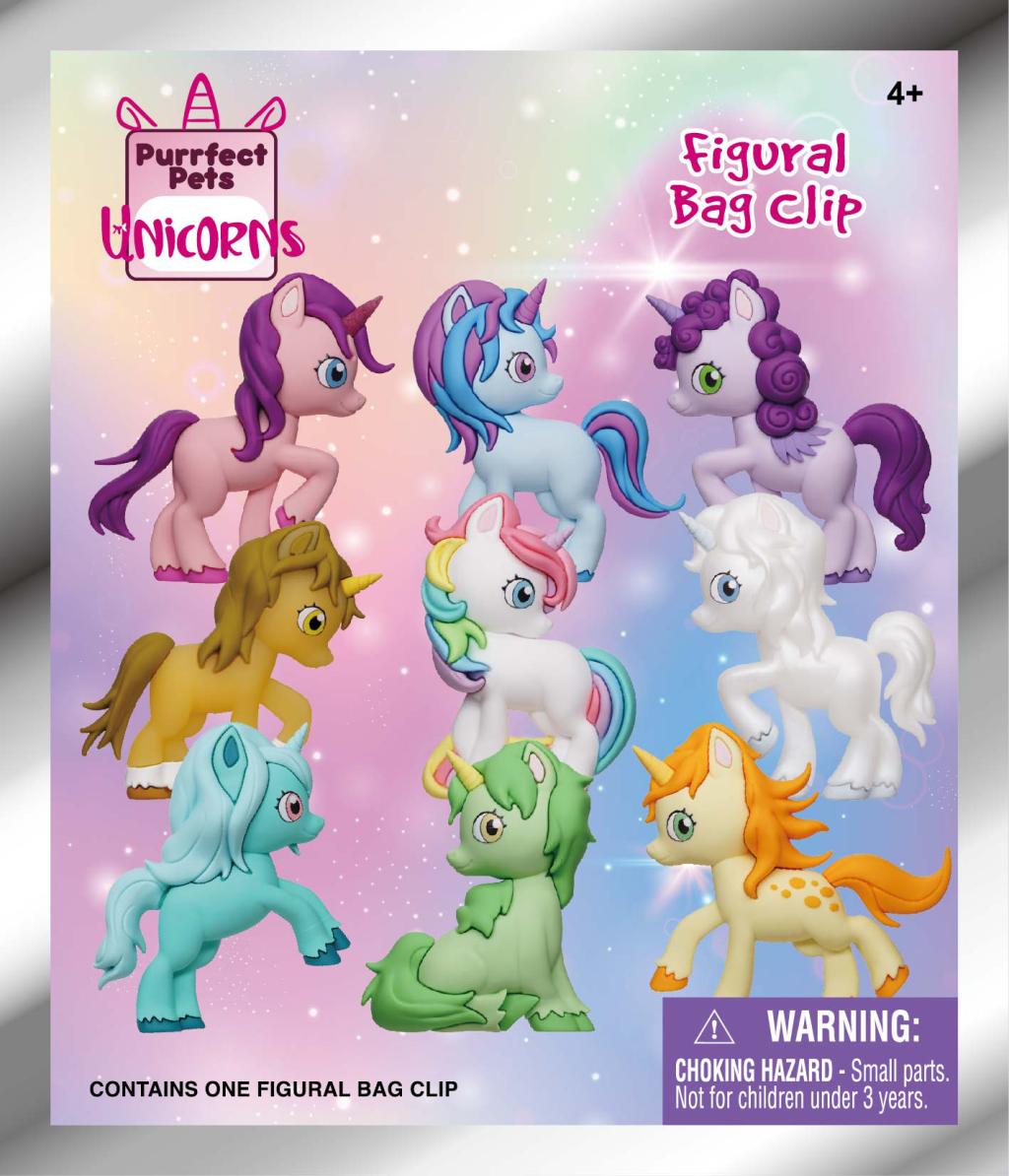 UNICORNS -  Series 1 - 3D Foam Bag Clip (Display 24 Pcs)