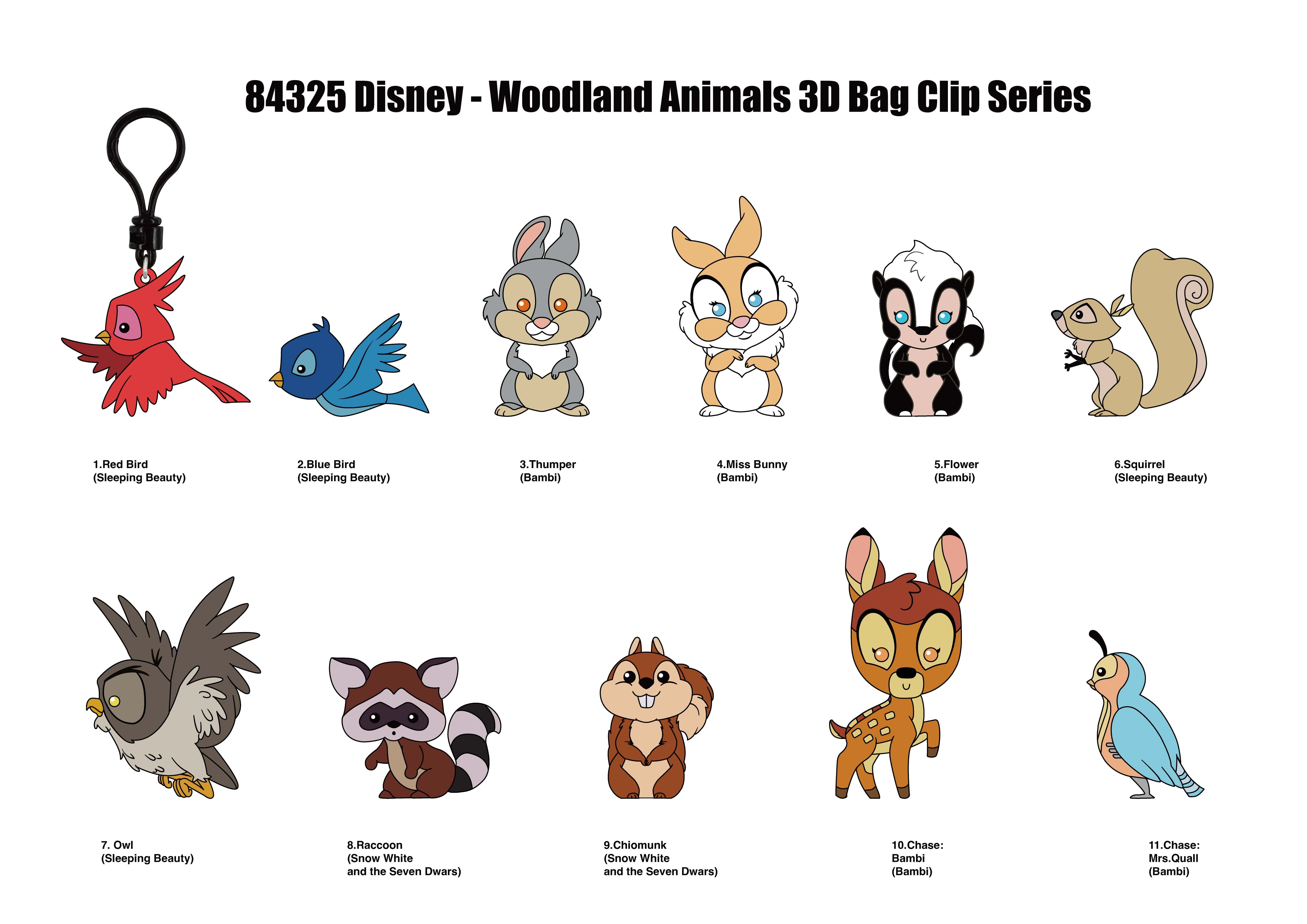 DISNEY - Woodland Characters - 3D Foam Bag Clip (Display 24 Pcs)