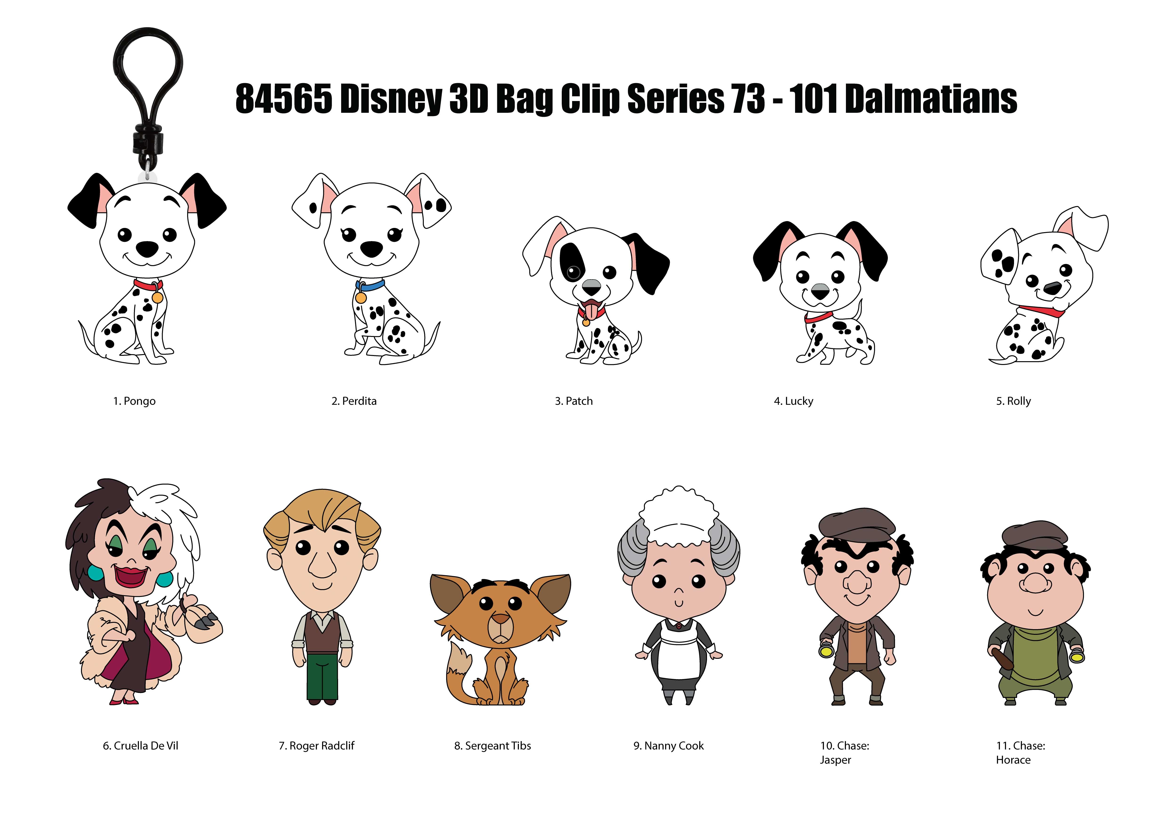 101 DALMATIANS - Series 72 - 3D Foam Bag Clip (Display 24 Pcs)