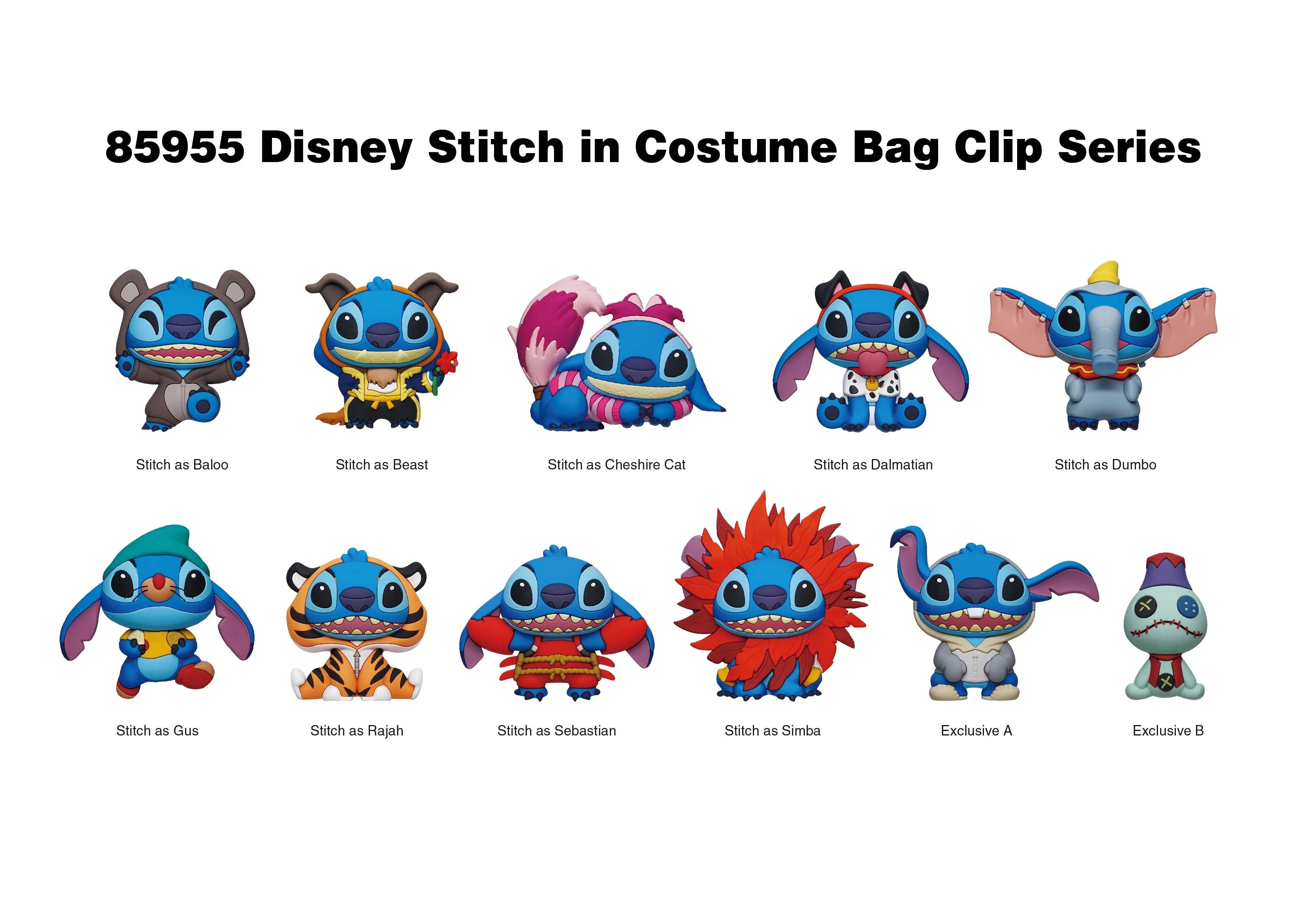 STITCH IN COSTUME - Series 1 - 3D Foam Bag Clip (Display 24 Pcs)