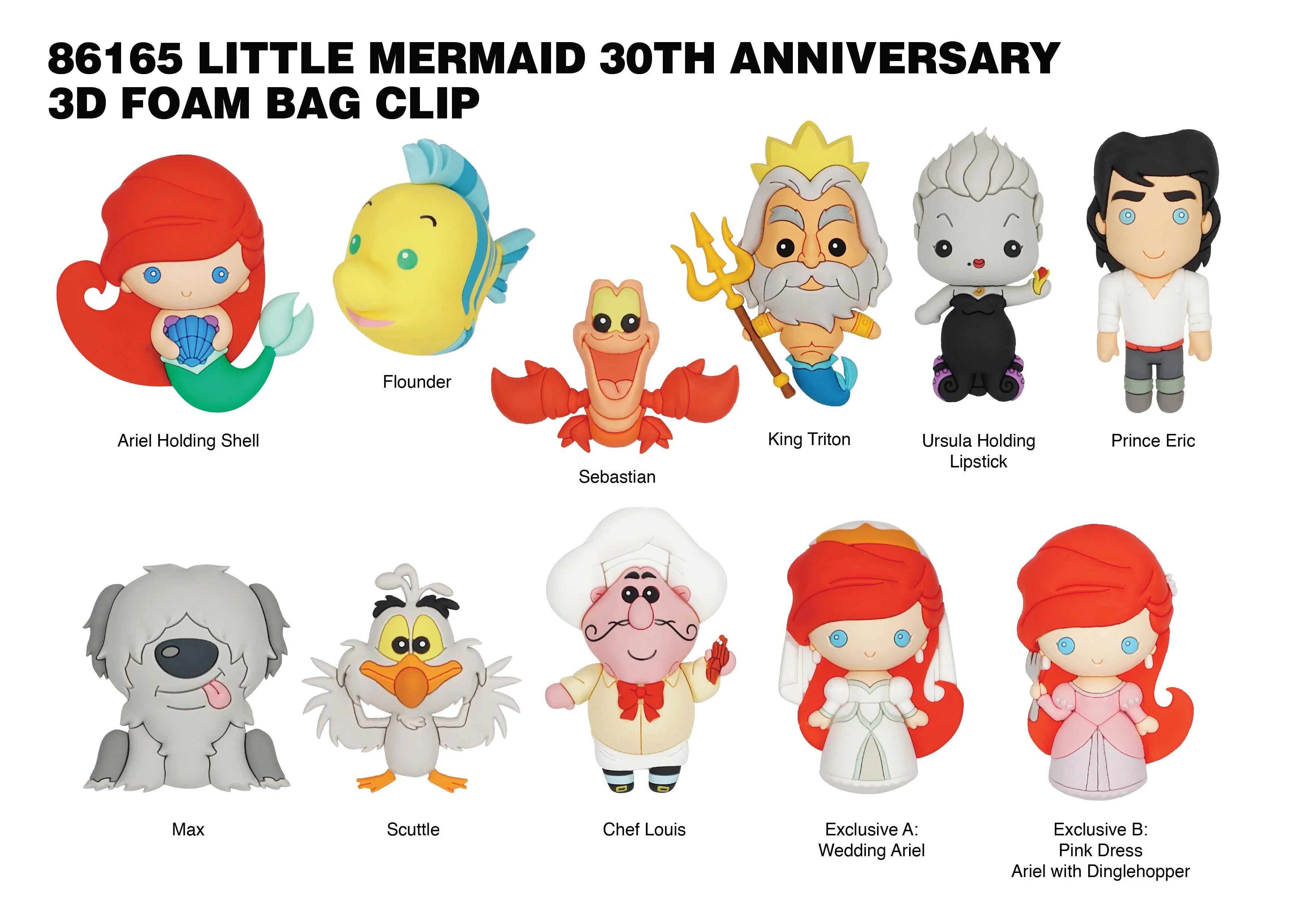 LITTLE MERMAID - Series 1 - 3D Foam Bag Clip (Display 24 Pcs)