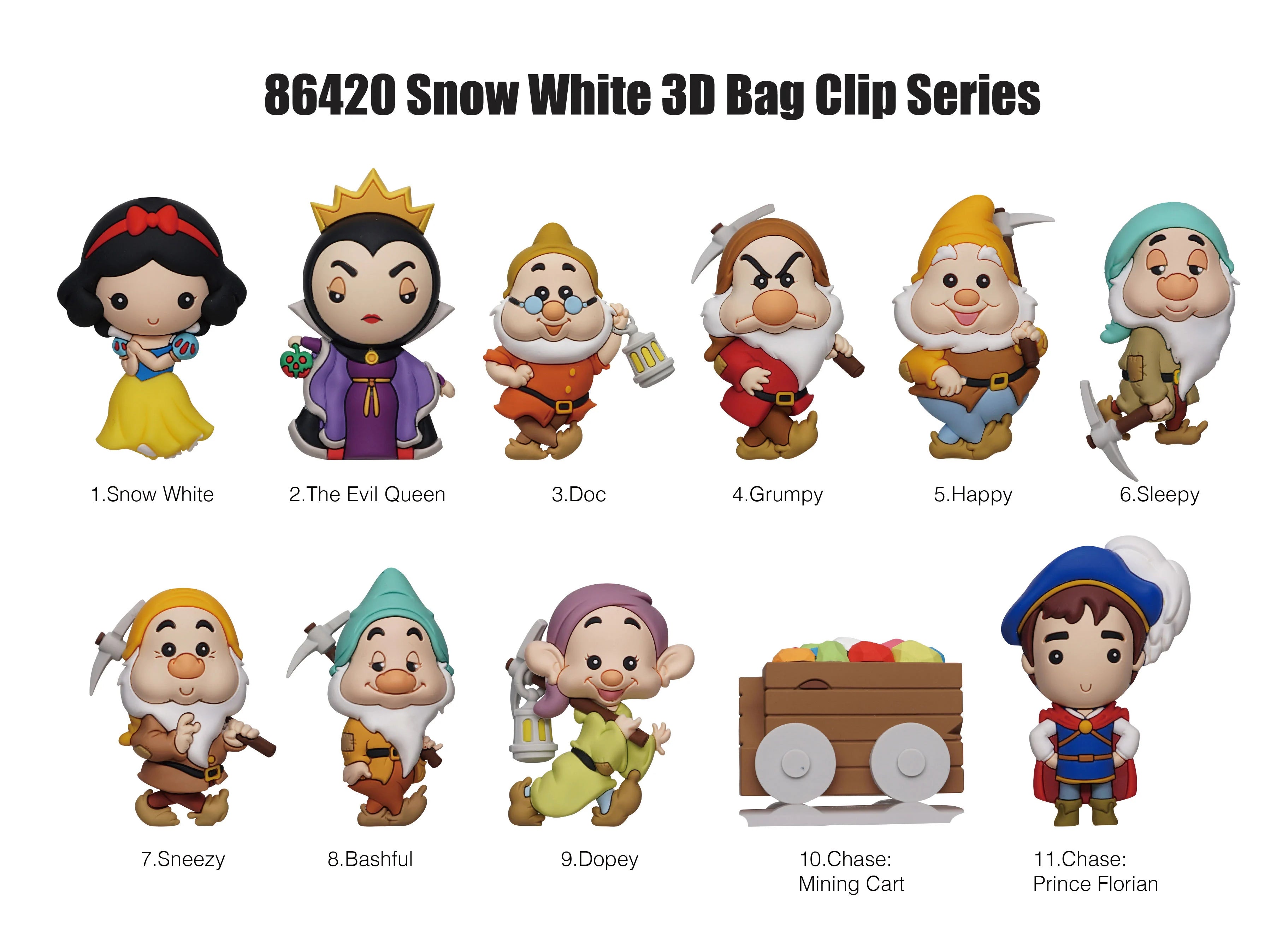 SNOW WHITE - Series 66 - 3D Foam Bag Clip (Display 24 Pcs)