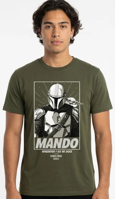 MANDALORIAN & GROGU - Wherever i go he goes - T-Shirt (S)