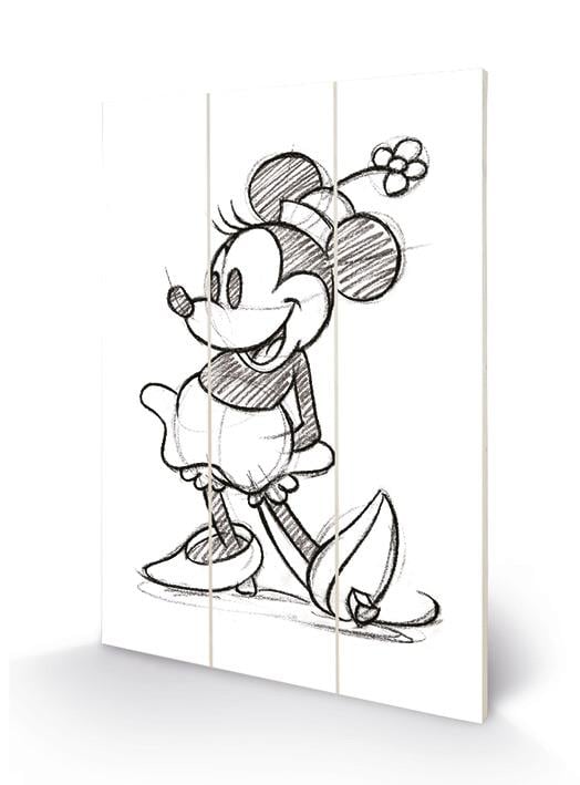 DISNEY - Wood Print 20x29.5 - Minnie Mouse Sketched