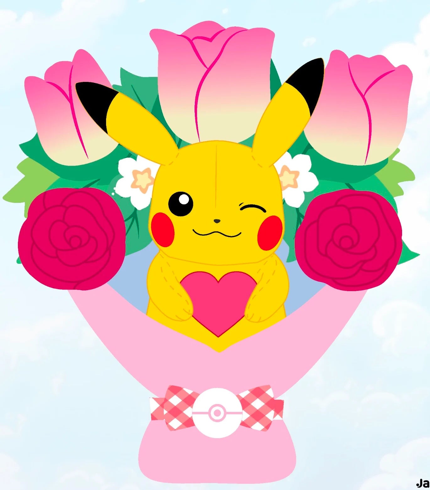 POKEMON - Valentires Bouquet with Pikachu - 26cm