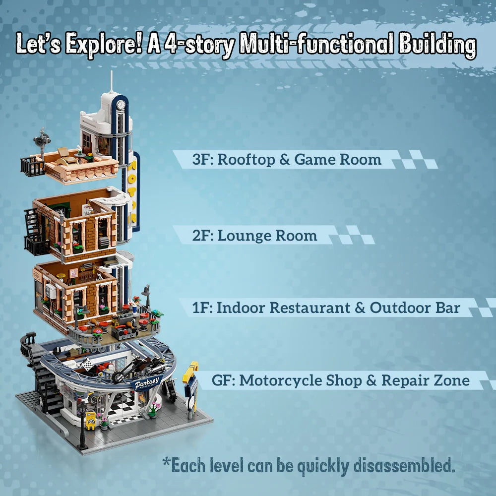 PANTASY - Motorcycle Restaurant - Building block 2989 pcs