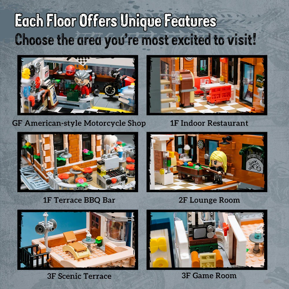 PANTASY - Motorcycle Restaurant - Building block 2989 pcs