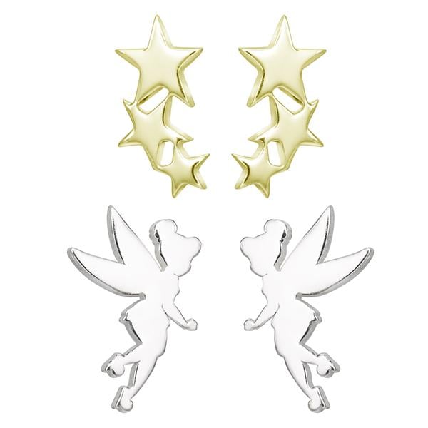 TINKERBELL - 2 Pair of Gold Plated Sterling Silver Studs Earrings
