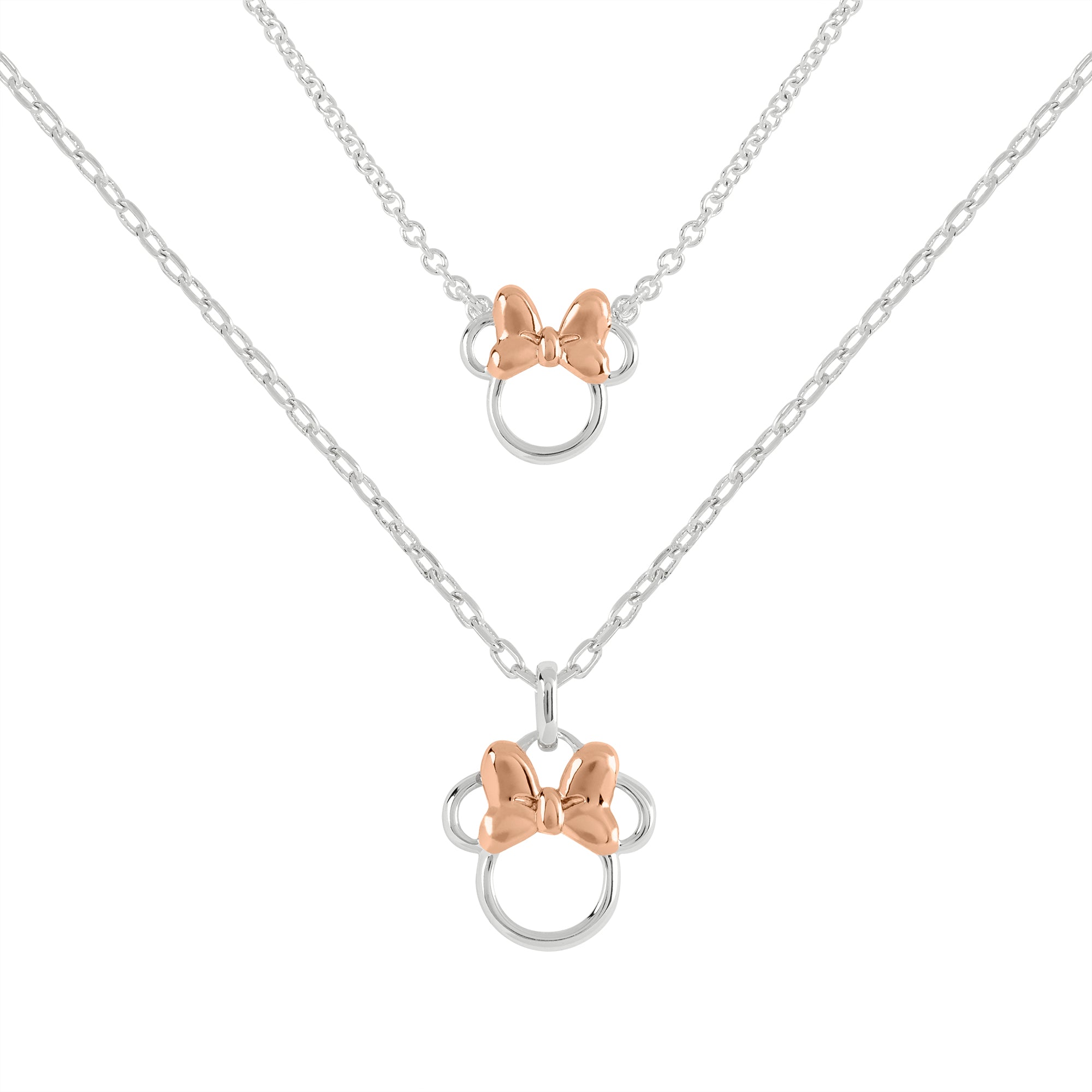 MINNIE - Mother & Daughter Set - 2 Silver Brass Plated Necklaces