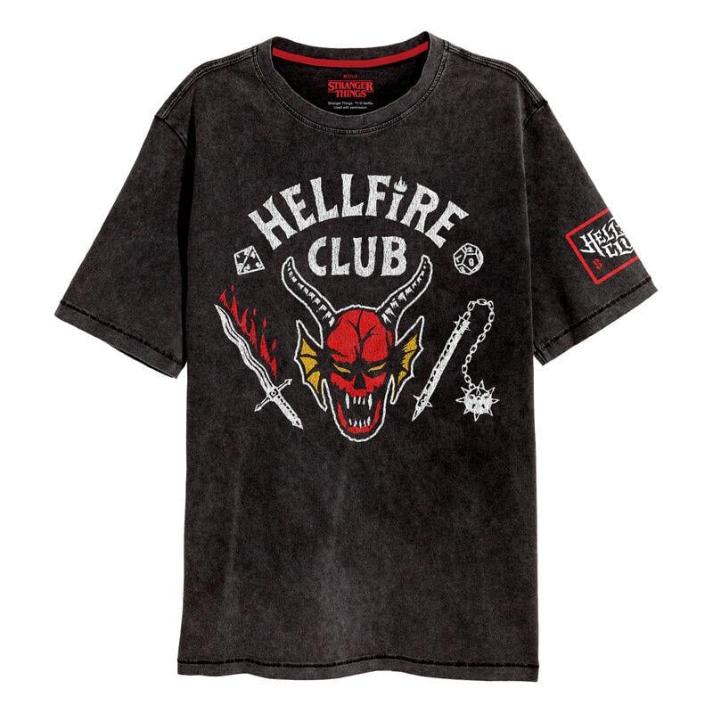 STRANGER THINGS- Hellfire Crest - Washed-Out Effect Unisex T-Shirt (L)