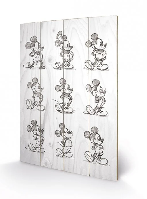 DISNEY - Printing on wood 40X59 - Mickey Mouse Multi Black / White