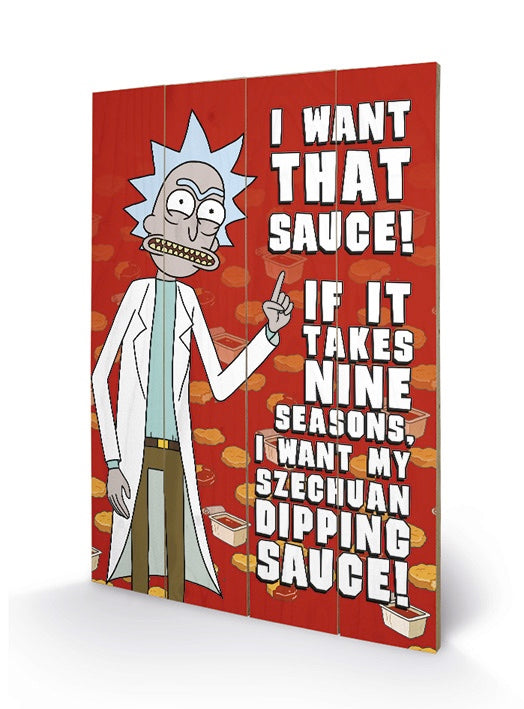 RICK & MORTY - Wood Print 40X59 - Szechuan Sauce