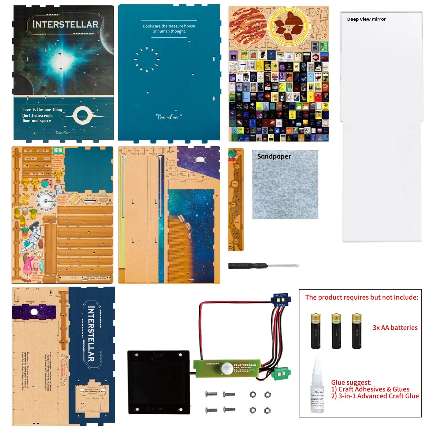 BOOK NOOK KIT - DIY- Interstellar - 247PCS + LED Light