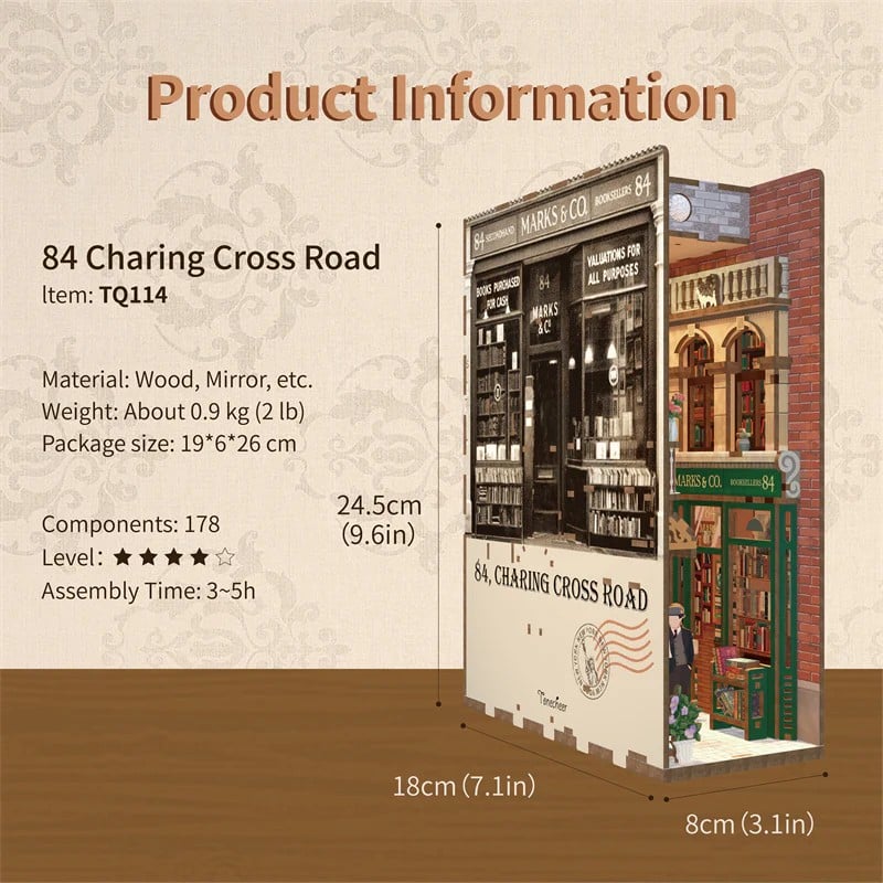 BOOK NOOK KIT - DIY- 84 Charing Cross Road - 178pcs + LED Light