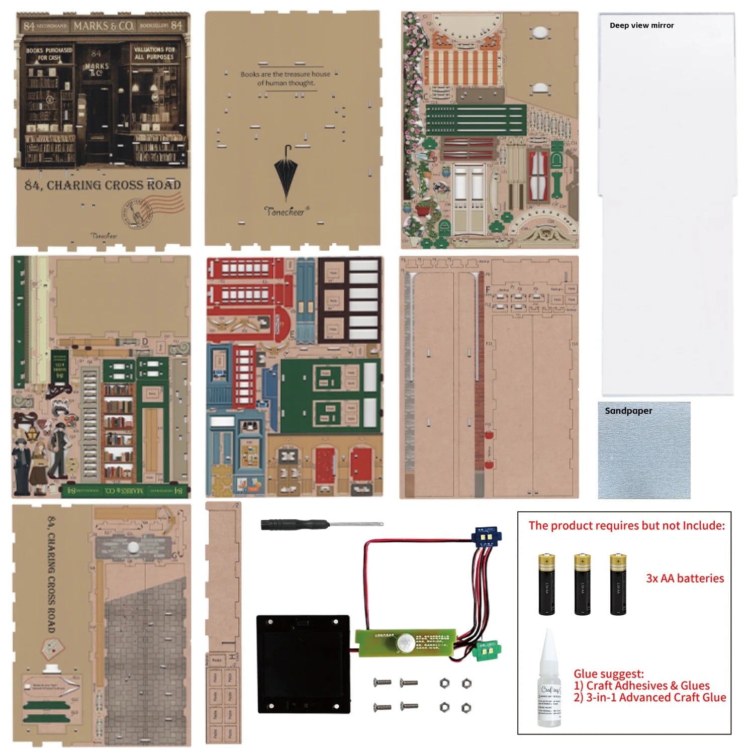 BOOK NOOK KIT - DIY- 84 Charing Cross Road - 178pcs + LED Light