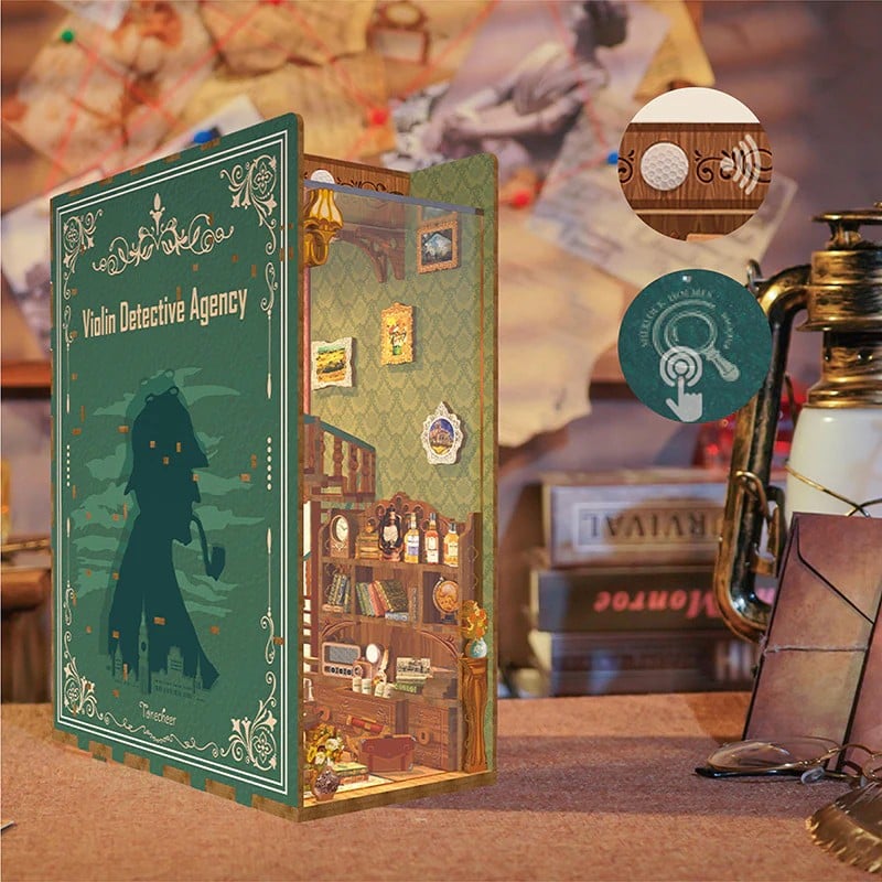 BOOK NOOK KIT - DIY- Violin Detective Agency - 286pcs + LED Light