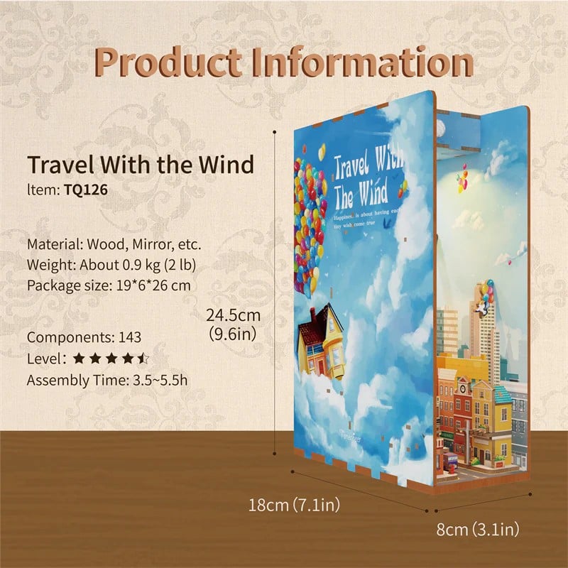 BOOK NOOK KIT - DIY- Travel with the Wind - 143pcs + LED Light