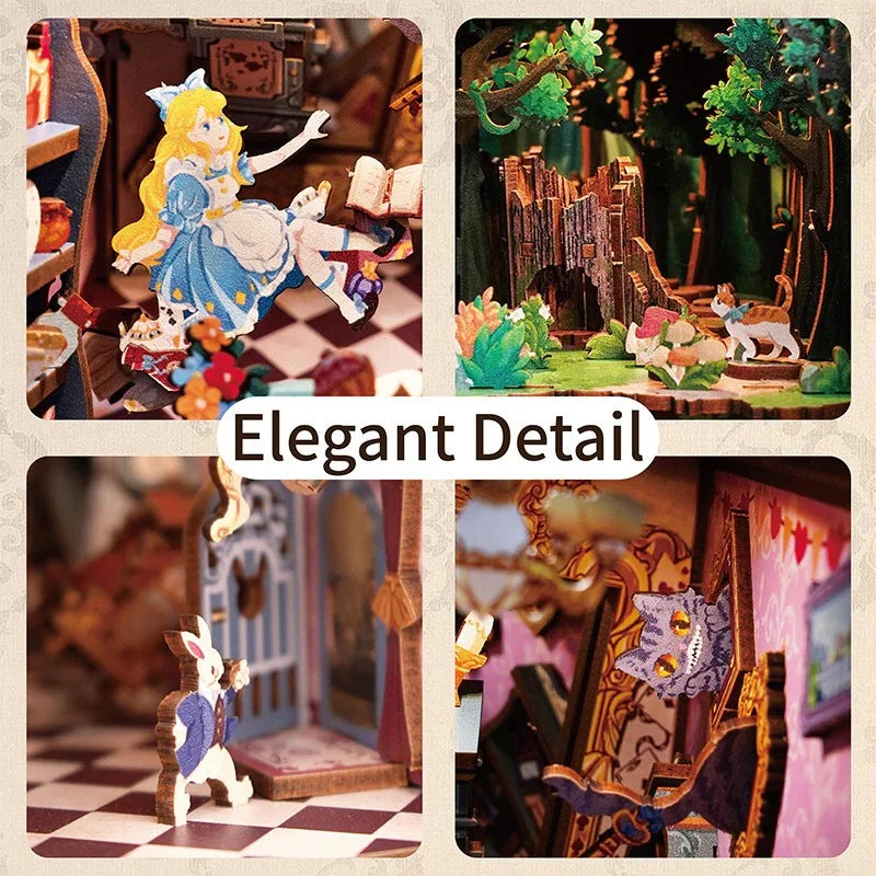 BOOK NOOK KIT - DIY- Alice in Wonderland - 184pcs + LED Light