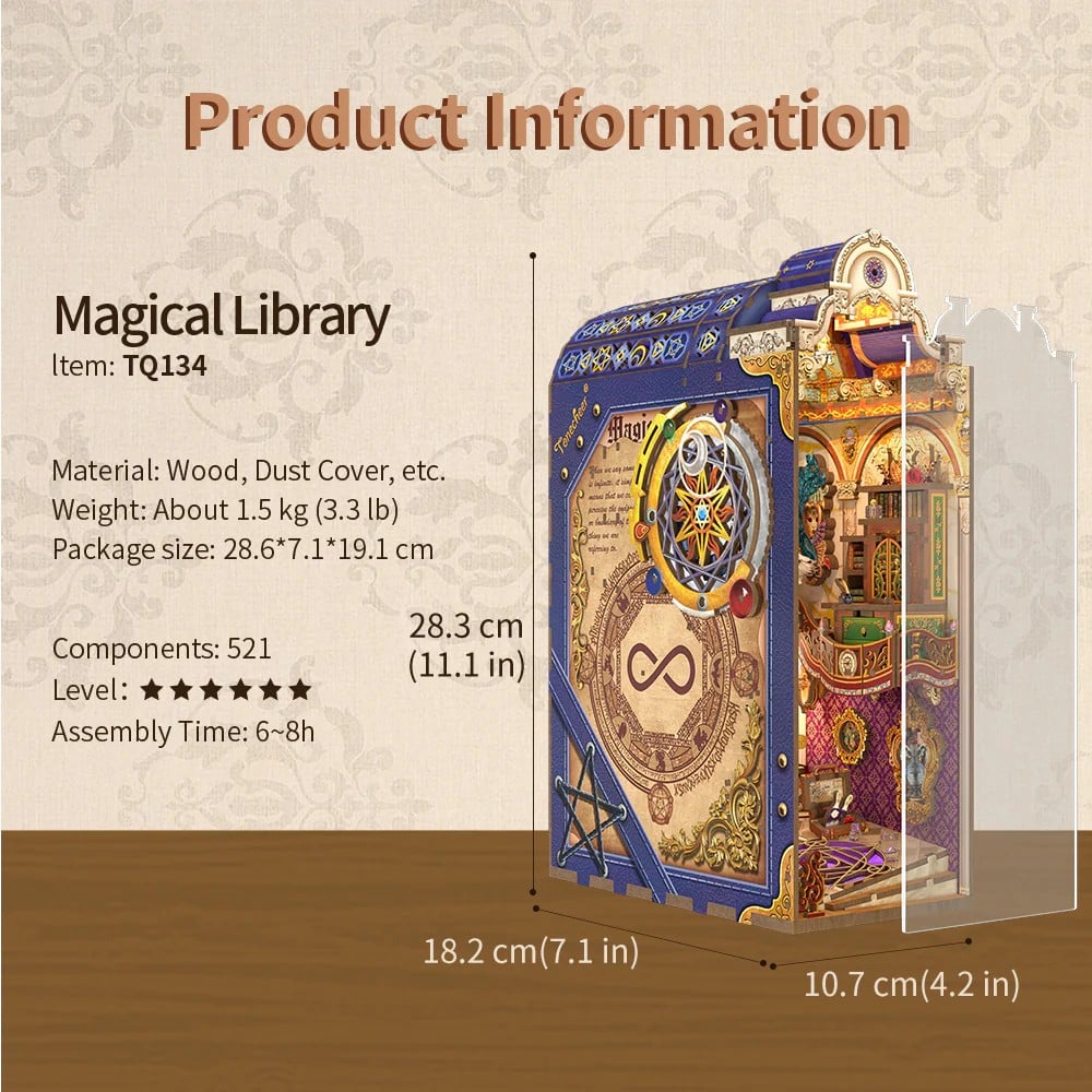 BOOK NOOK KIT - DIY- Magical library - 521pcs + LED Light