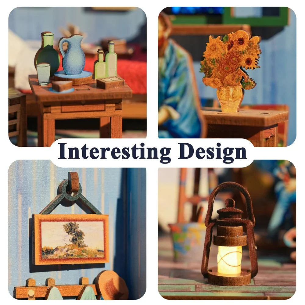 BOOK NOOK KIT - DIY- Vincent's Bedroom - 143pcs + LED Light