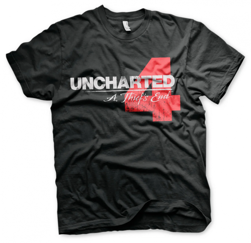 UNCHARTED 4 - T-Shirt Distressed Logo - Black (XXL)