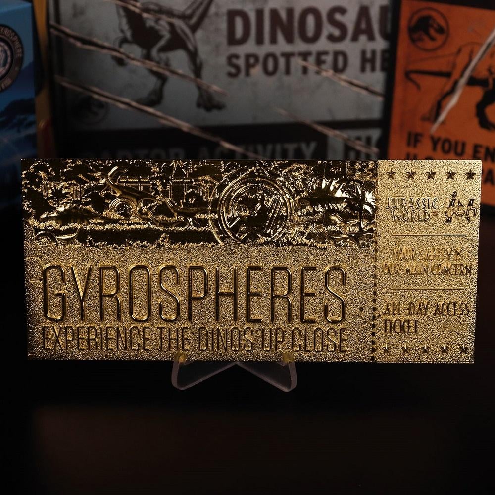 JURASSIC WORLD - Gyrosphere - 24k Gold Plated Collector Ticket