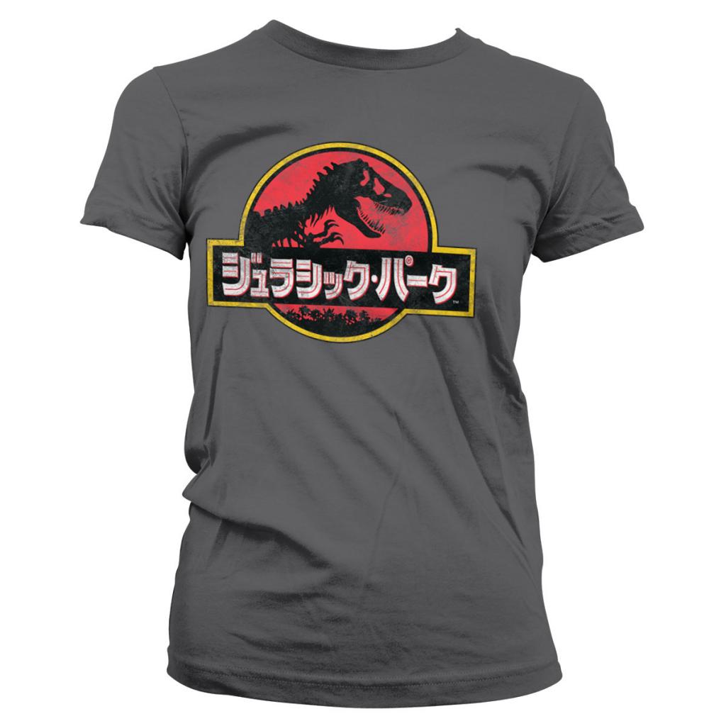 JURASSIC PARK - T-Shirt Japanese Distressed Logo GIRLY Grey (XL)