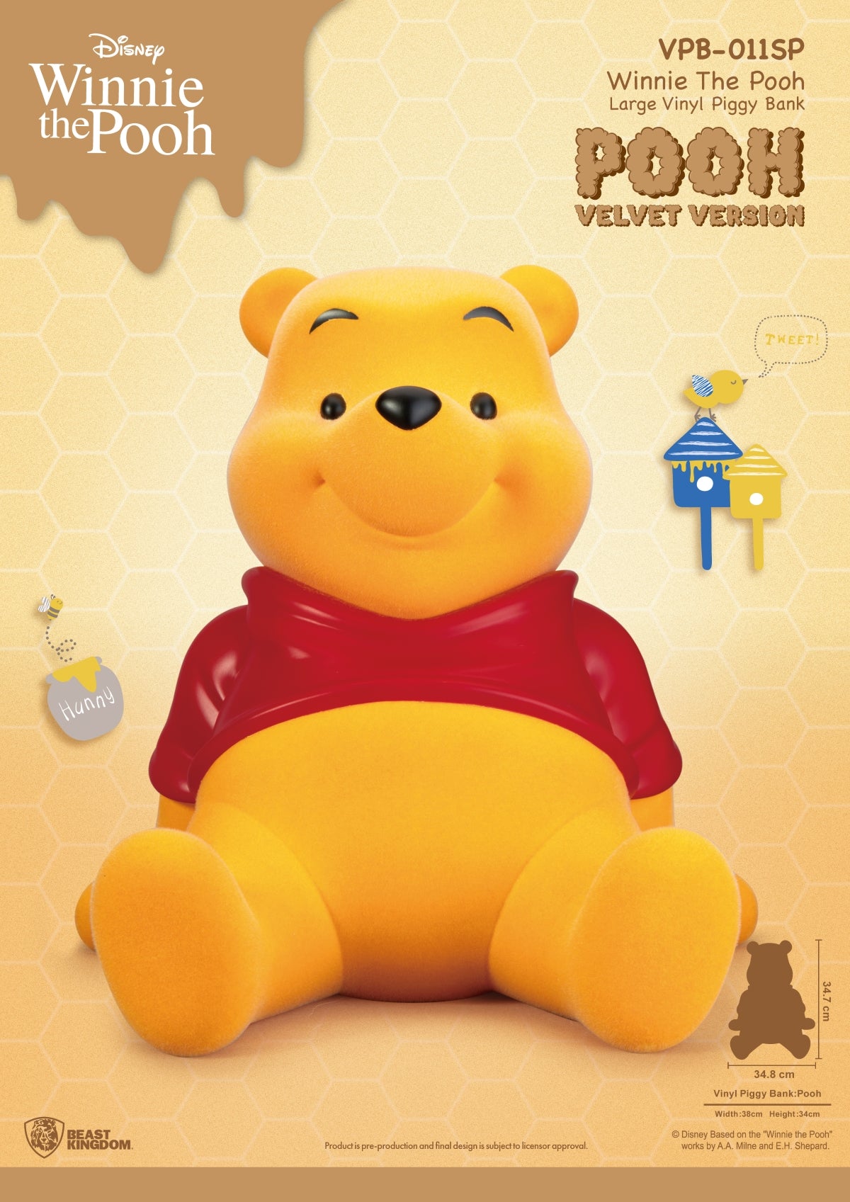 WINNIE THE POOH - Winnie "Velvet Version" - Piggy Bank 34cm