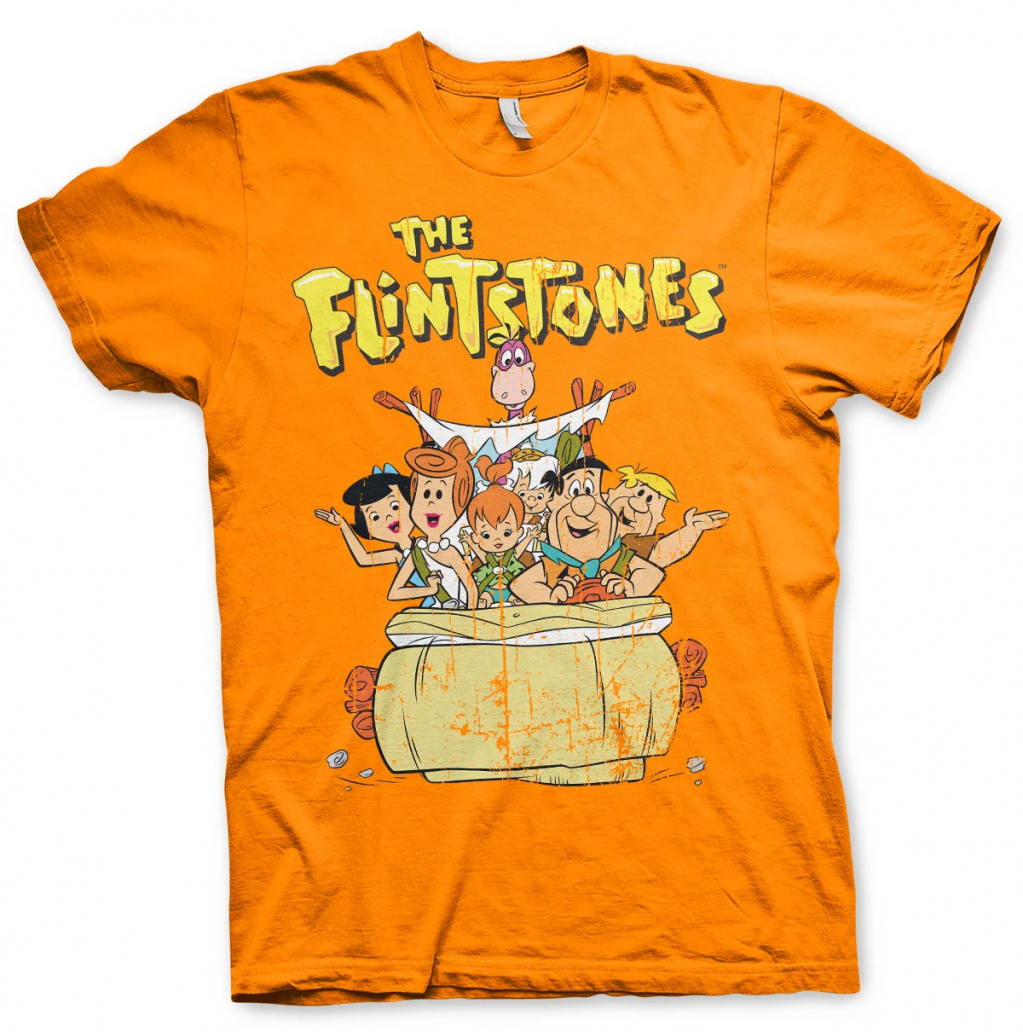 THE FLINTSTONES - T-Shirt Flintstones Family - Orange (S)