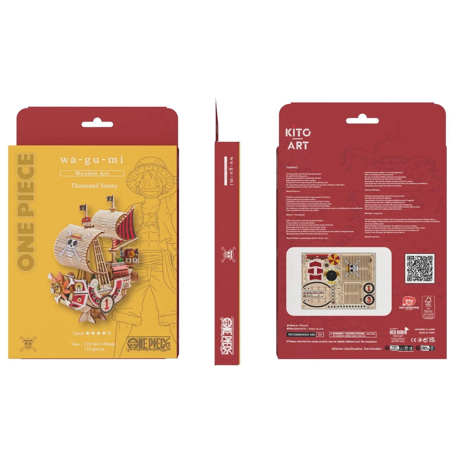 ONE PIECE - Thousand Sunny - Wood Model Kit 13.2x6.4x14.5cm