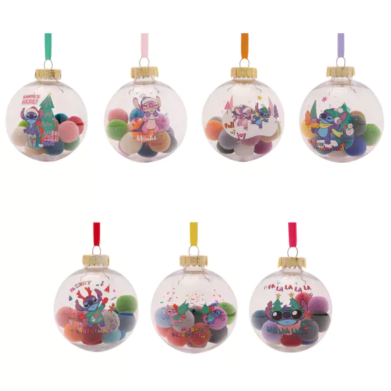 STITCH - Set of 7 Xmas Pom Poms Baubles