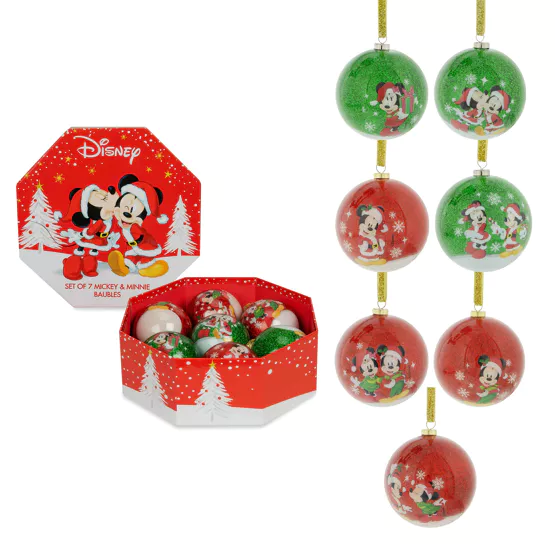 MICKEY & MINNIE - Set of 7 Xmas Baubles