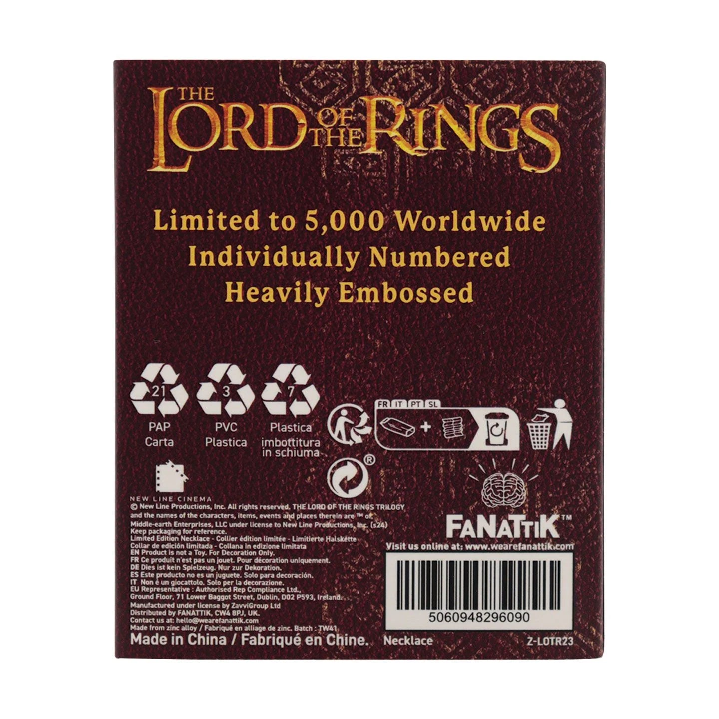 LORD OF THE RINGS - One Ring - Necklace Limited Edition