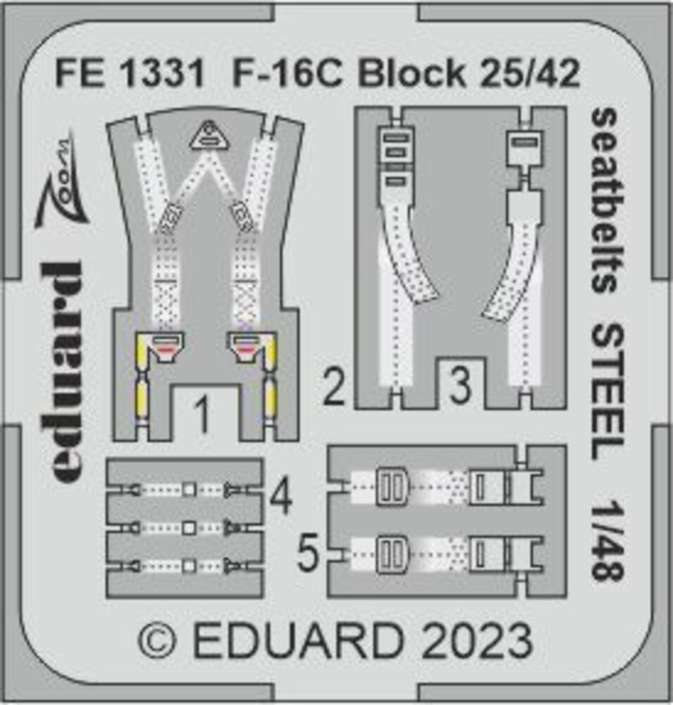 F-16C Block 25/42 seatbelts STEEL 1/48 for KINETIC