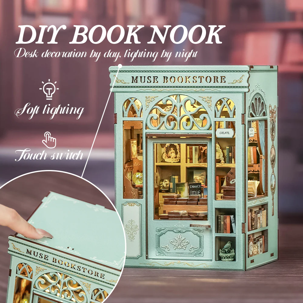 BOOK NOOK KIT - DIY- Muse Bookstore - 201pc + LED Light