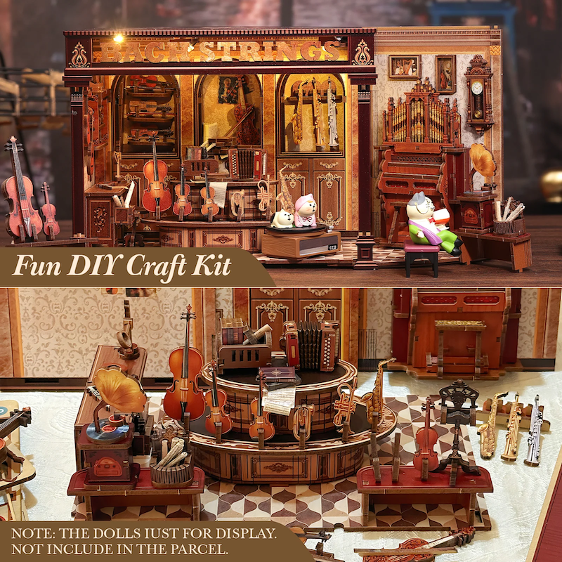 MINIATURE HOUSE - DIY- Bach Strings -285pc + LED Light