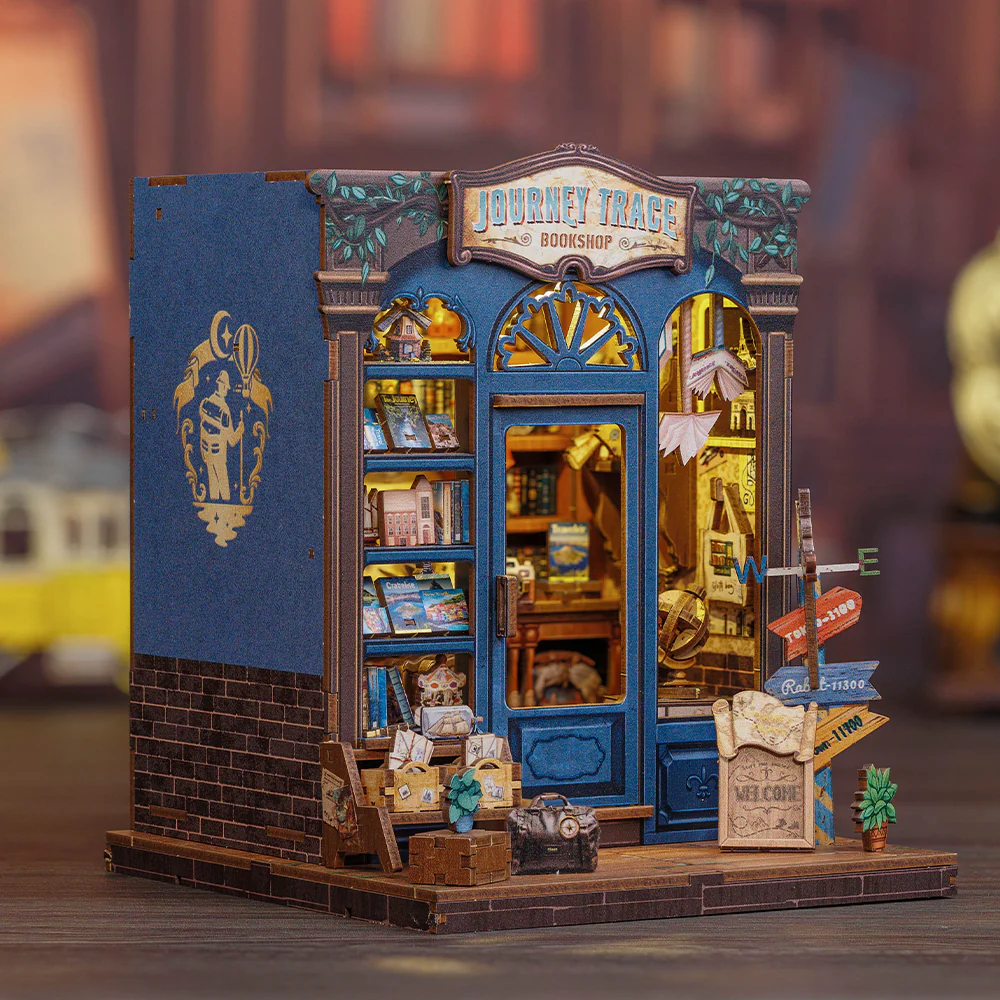 MINIATURE HOUSE - DIY - Journey Trace Bookshop - 241pc + LED Light