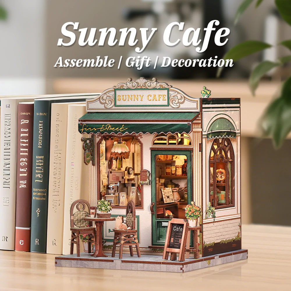 MINIATURE HOUSE - DIY- Sunny Cafe - 233pc + LED Light